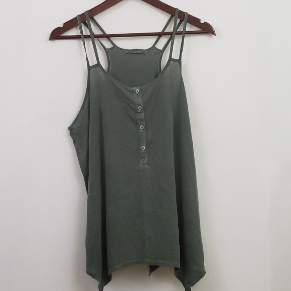 Stateside Tops - Stateside Tank Top Army Green Double Strap Cotton